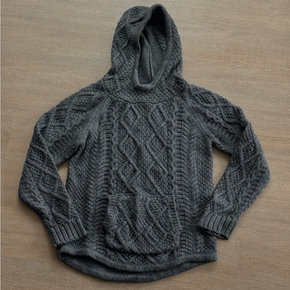 Snow peak Gray Cable Knit Hoodie Sweater